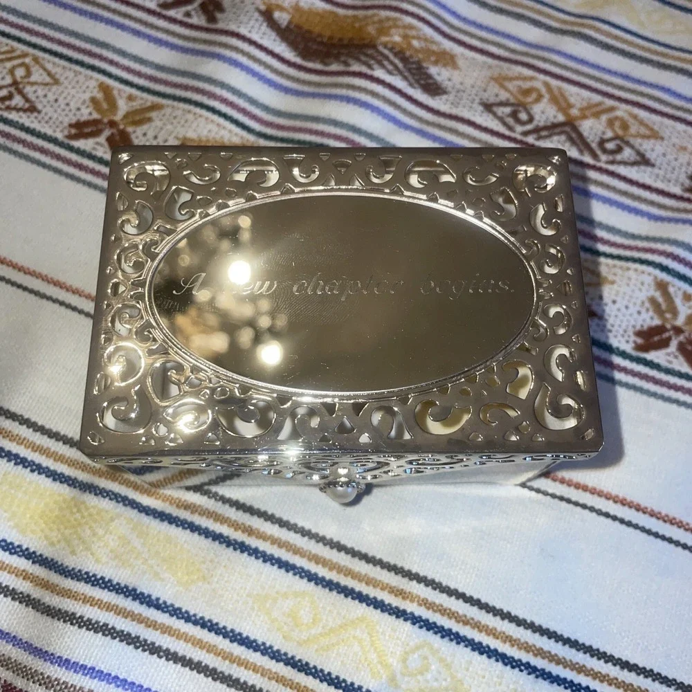 Filigree Silver Things Remembered Keepsake Metal Trinket box Pearl Detail‎